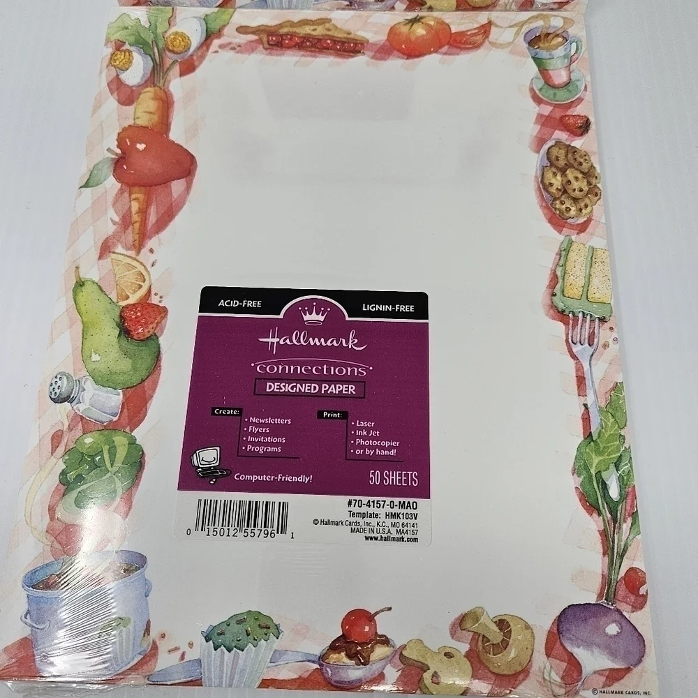 Hallmark Computer Paper 100 Sheets Food Themed Picnic Party Menu Invitations New